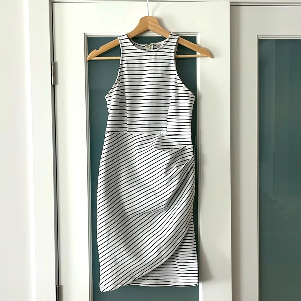 🤍🖤 Showpo high neck mini dress - Black & White Stripe - AUS 6 / US XS